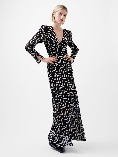 Diandra Satin Devore Maxi Dress | French Connection