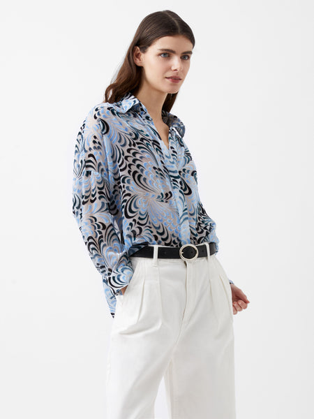 Diandra Devore V-Neck Button Through Popover Shirt | French Connection