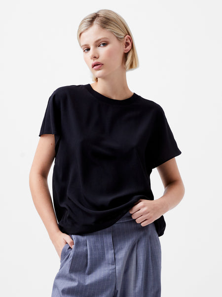 Crepe Light Crew Neck Top Black | French Connection