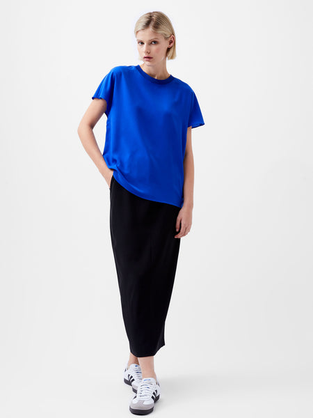 Crepe Light Crew Neck Top Blue | French Connection