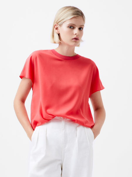 Crepe Light Crew Neck Top Red | French Connection