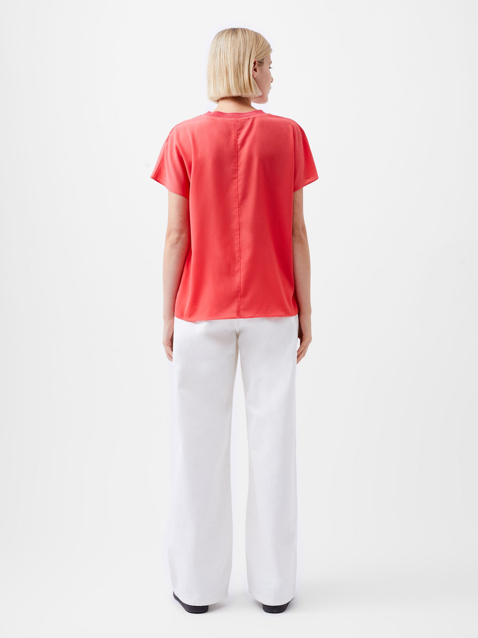 Crepe Light Crew Neck Top Red | French Connection